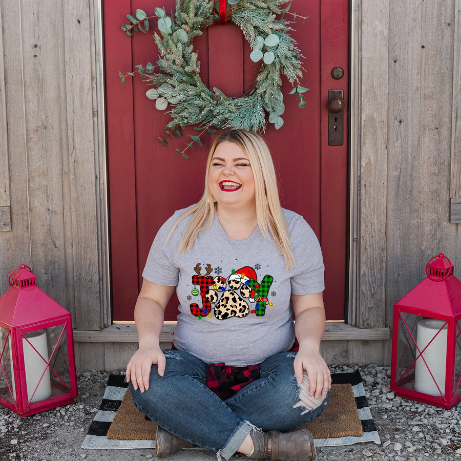 Buffalo Plaid Joy Pawprint Unisex T-shirt