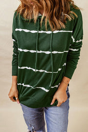 Drawstring Striped Dropped Shoulder Hoodie