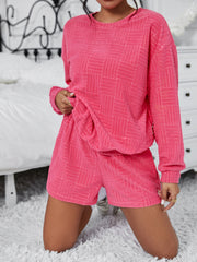 Textured Round Neck Top and Shorts Set