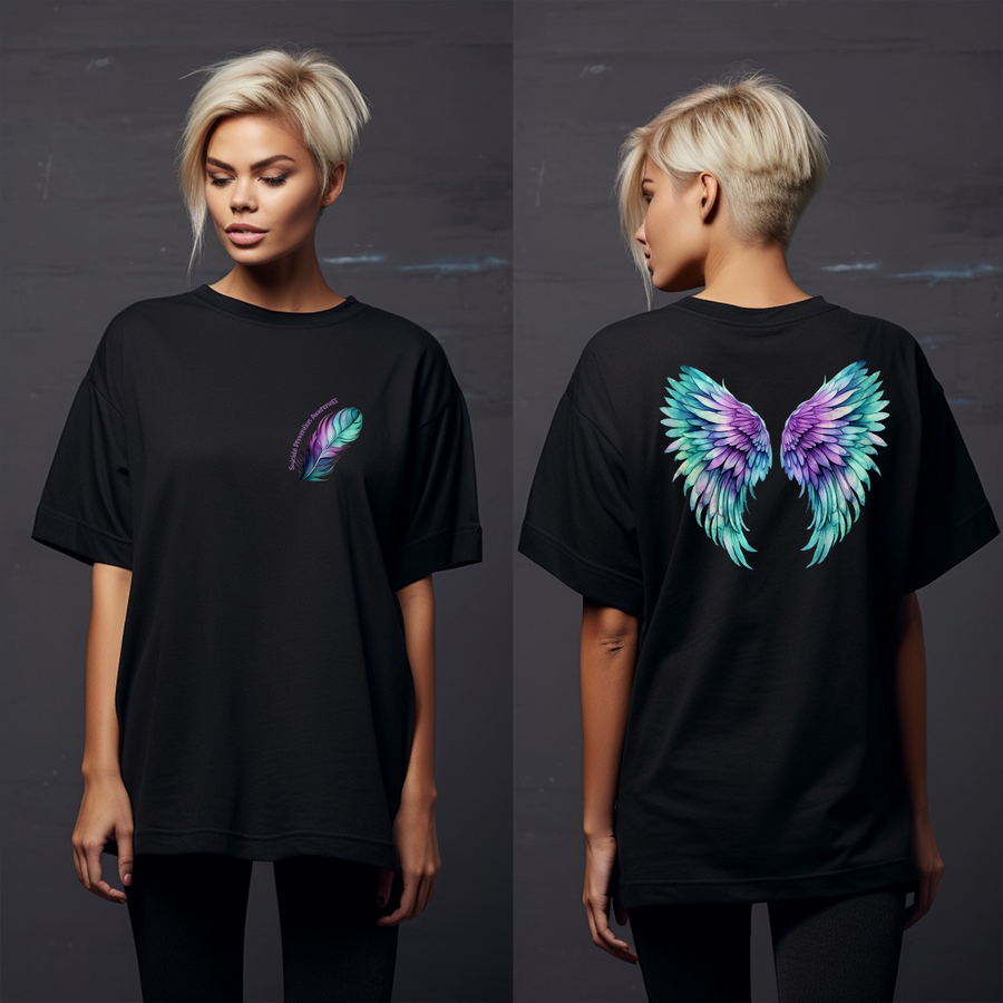 Suicide Prevention Wings - Back & Pocket Print T-shirt
