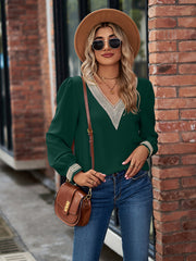 V-Neck Long Sleeve Blouse