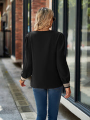 V-Neck Long Sleeve Blouse