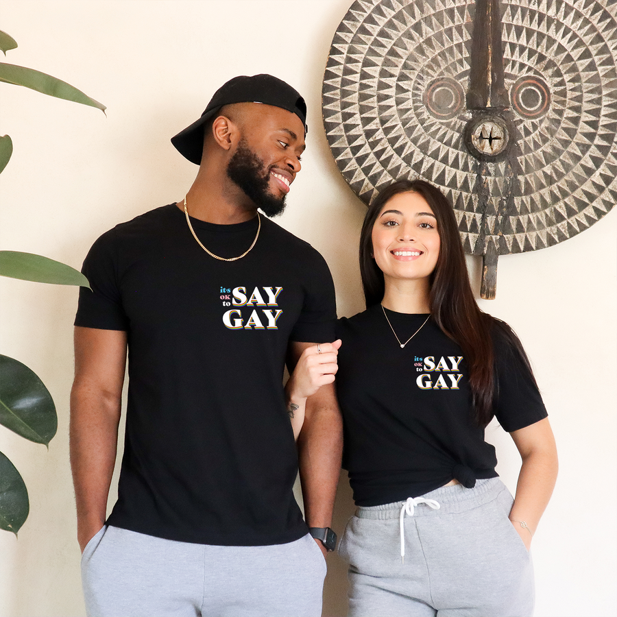 It's Ok To Say Gay Unisex Pocket Print T-shirt
