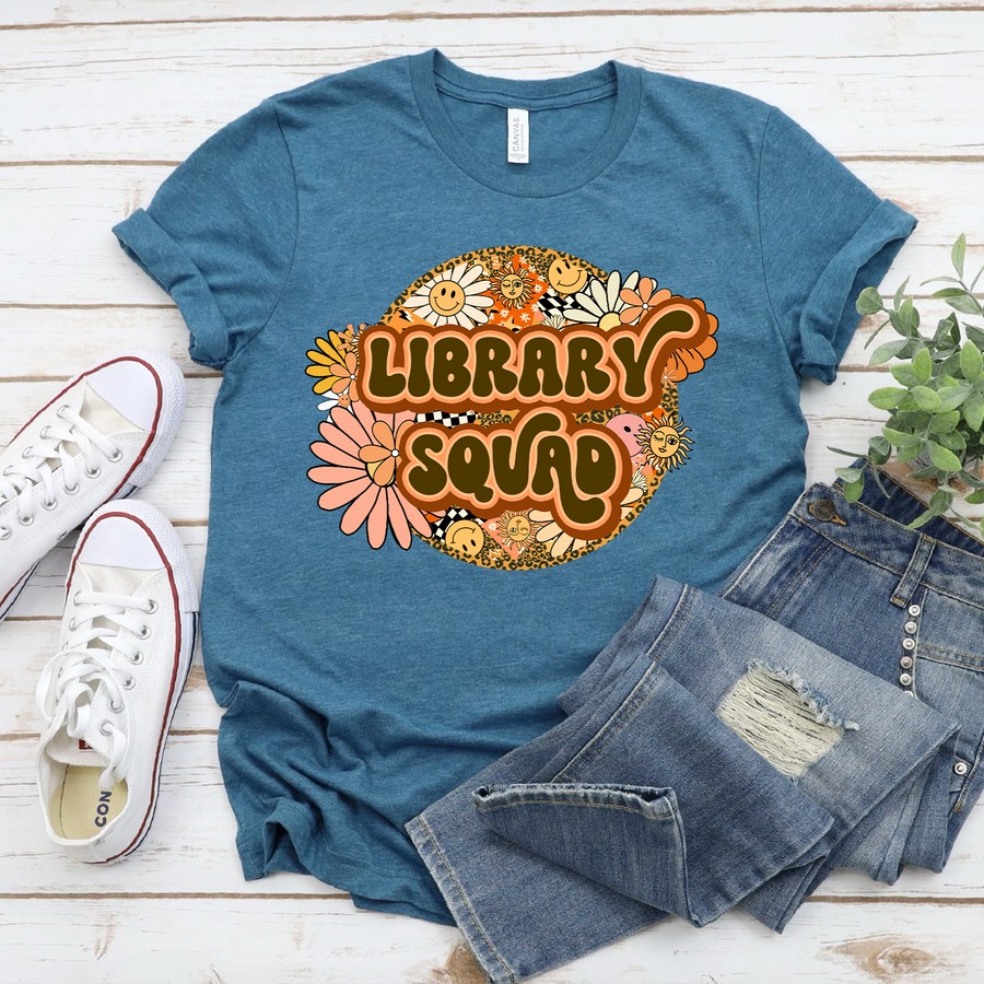 Copy of Retro Flowers Library Squad Unisex T-shirt