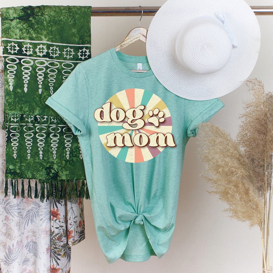 Retro Circle Dog Mom T-shirt