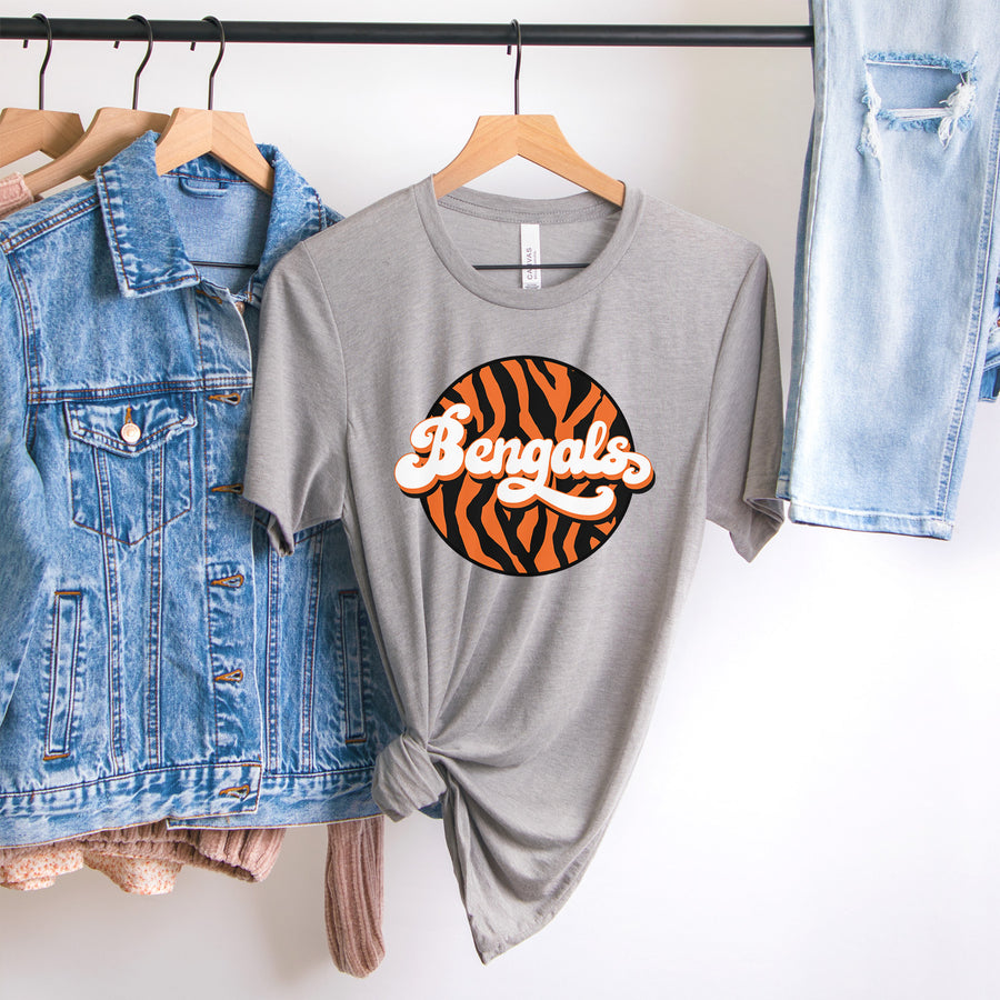 Bengals Stripe Retro Circle Unisex T-shirt