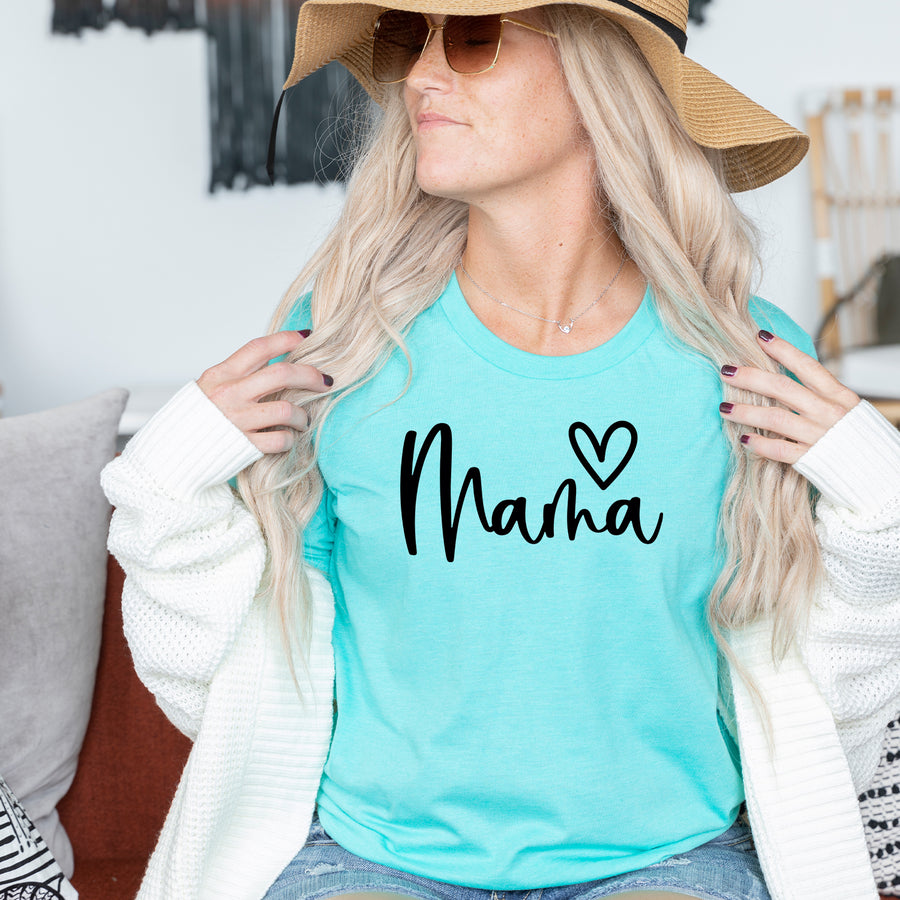 Cursive Heart Mama and Mini T-shirt