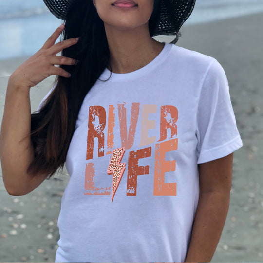 Retro Lightening Bolt River Life Unisex T-shirt